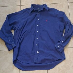 Ralph Lauren Men’s Blue Long Sleeve Button Down Shirt 100% Cotton Size L